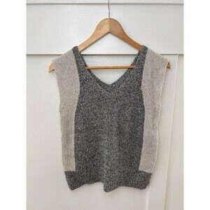 Annette Görtz Women's Gray Beige Colorblock Knit V-Neck Sleeveless Tank Top S
